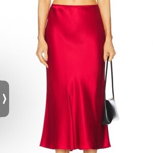 Red silk skirt